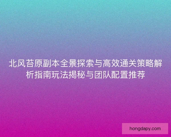 北风苔原副本全景探索与高效通关策略解析指南玩法揭秘与团队配置推荐